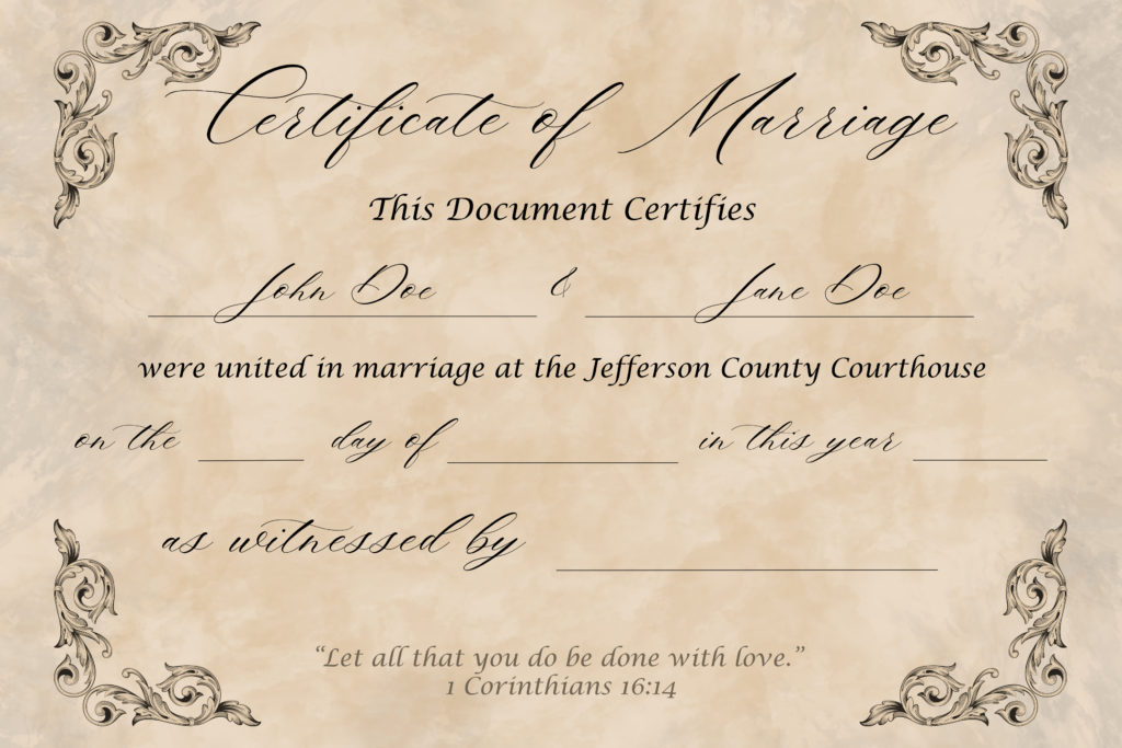 Decorative Marriage Certificates Official website of the Jefferson